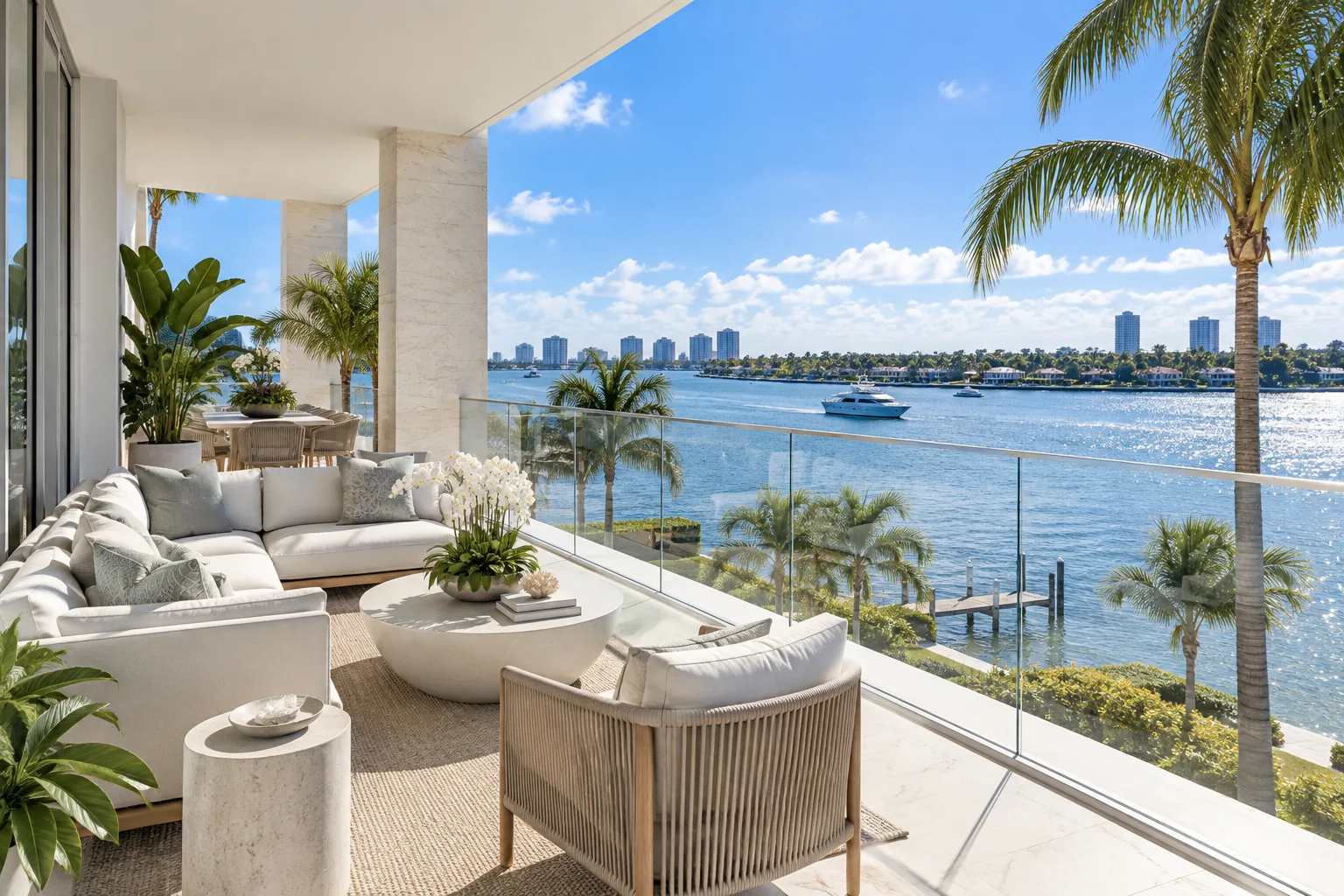 South Florida waterfront condominium terrace